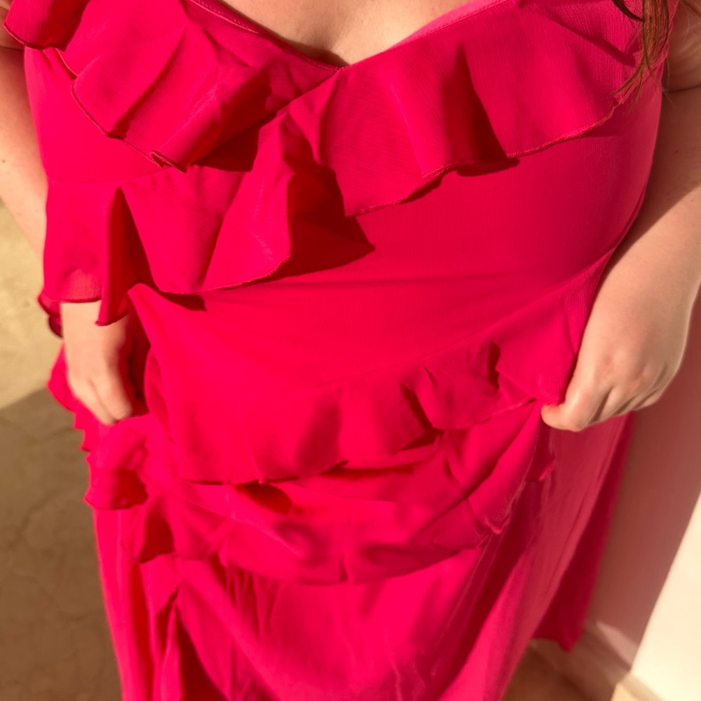 Hot pink ruffle summer maxi dress, size 3X